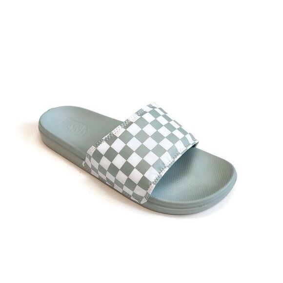 VANS Mens Size 11 La Costa Slide On Sandal Shower Slide Gray Green Checkerboard - Picture 1 of 8